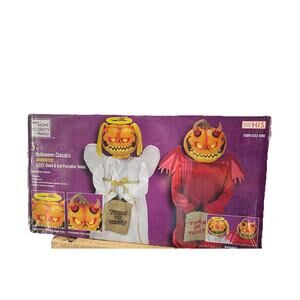 Animated LED Interactive Good and Evil Pumpkin Twins 3ft New In Box Sealed
